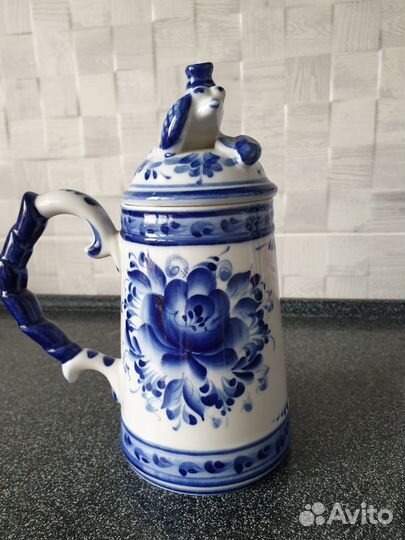 Гжель коллекционная пивная кружка 