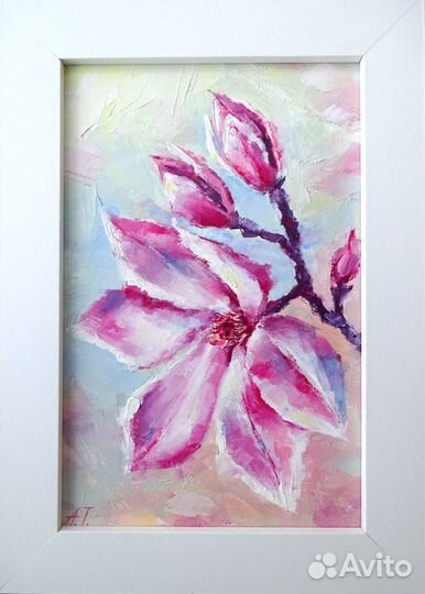 Картина маслом белые цветы интерьерные картины