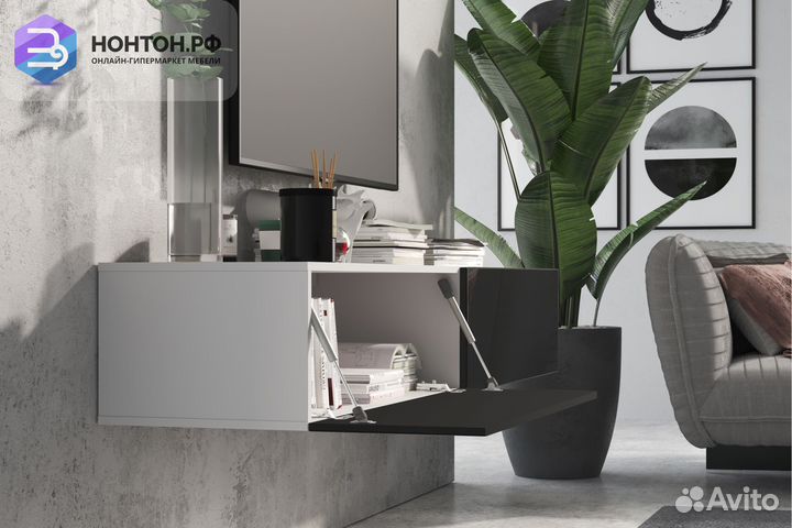 Тв-тумба someroбелый / черный глянец