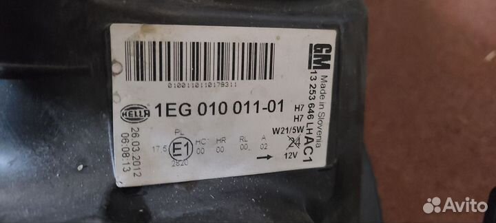 Фара левая на opel astra j