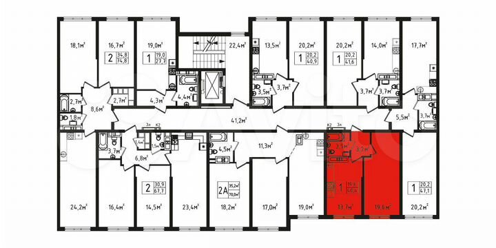 1-к. квартира, 40,4 м², 5/9 эт.