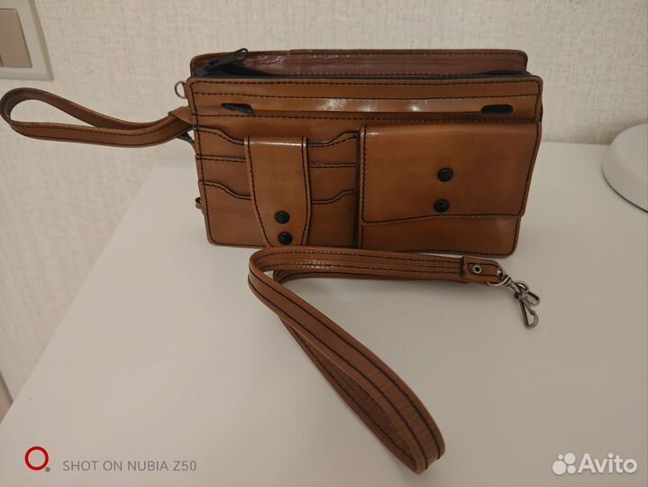 Сумка барсетка натуральная кожа