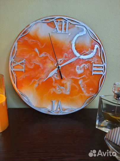 Часы настенные,Лёд и Пламя, эпоксидная смола,р