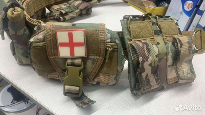 Боевой тактический пояс с 5 подсумками мультикам