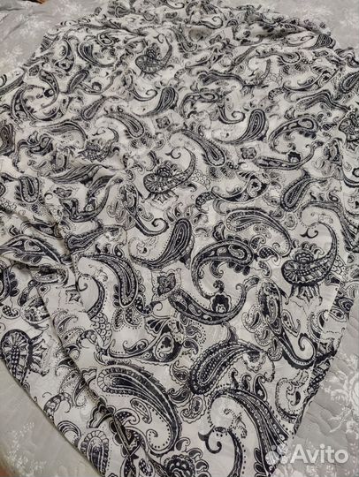 Ткань шифон натуральный шелк СССР огурцы Пейсли