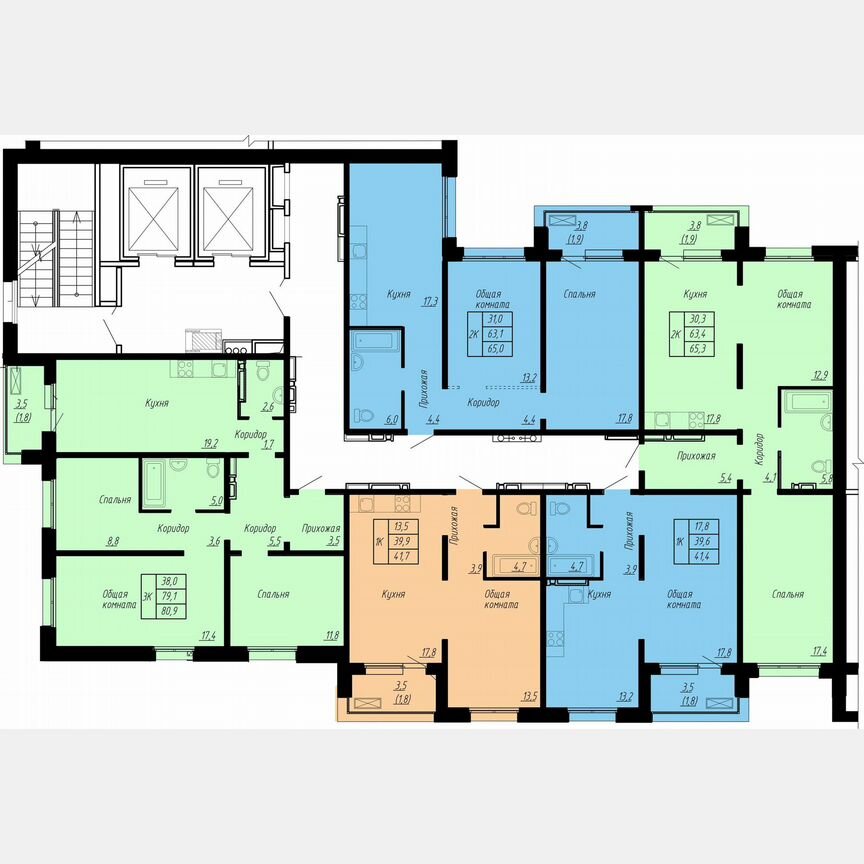 3-к. квартира, 80,9 м², 12/17 эт.