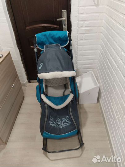 Детские санки коляска с колесами