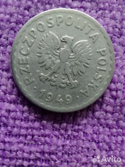 Монета польская 1949 года