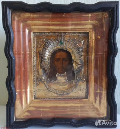 Икона нерукотворный спас - серебро 84 1834 год