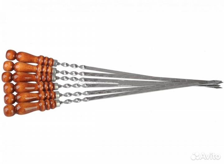 Шампур из нержавеющей стали 400х12х3 мм. с деревян