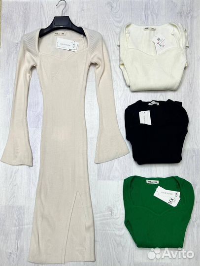 Платье бежевое новое, с разрезом, коктельное