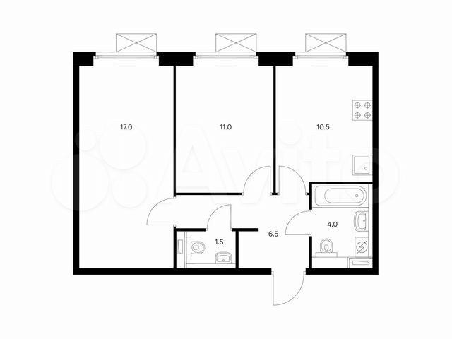 2-к. квартира, 50,5 м², 6/25 эт.