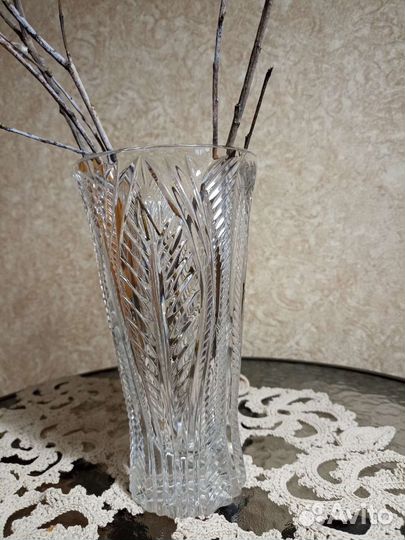 Ваза для цветов хрустальная высокая СССР