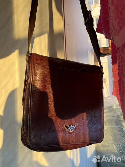Prada мужская кожаная сумка оригинал