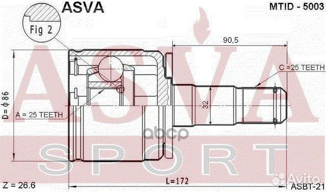 ШРУС внутренний перед лев mtid5003 asva