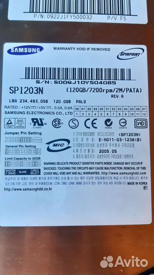 Жесткий диск HDD IDE 120 Gb