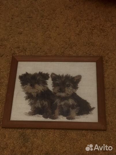 Картина крестом Йорки собаки, ручная работа