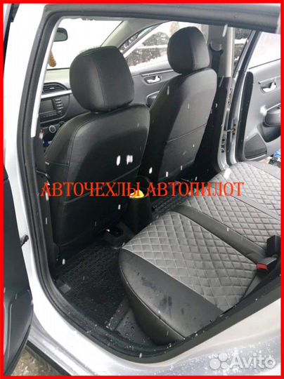 Чехлы Автопилот Kia Soul 1 из экокожи чёрно-серые