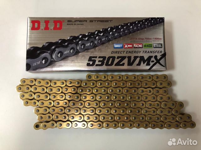 Цепь приводная усиленная DID 530zvmx G&G Gold