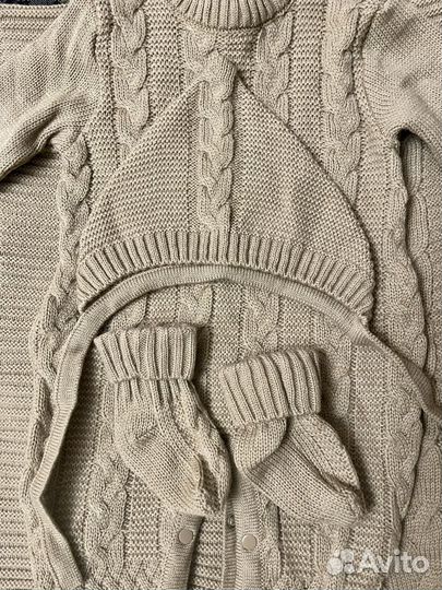 Вязанный комплект на выписку для новорожденного