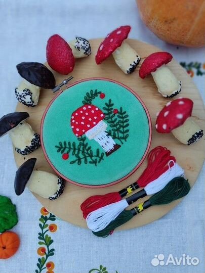 Вышивка на пяльца панно Мухомор гриб