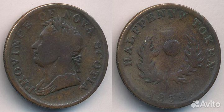1/2 пенни. Новая Шотландия. Токен 1832 год
