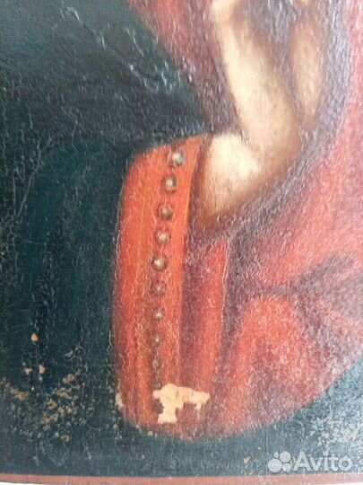 Икона Спас масло 19 век без вмешательств