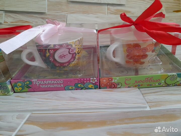 Подарочный набор кружка с блюдцем 150 мл новый