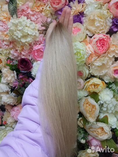 Волосы для наращивания 50 см блонд, омбре