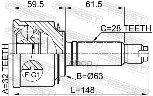 ШРУС наружный 32X63X28 honda accord CL# 2002-2008