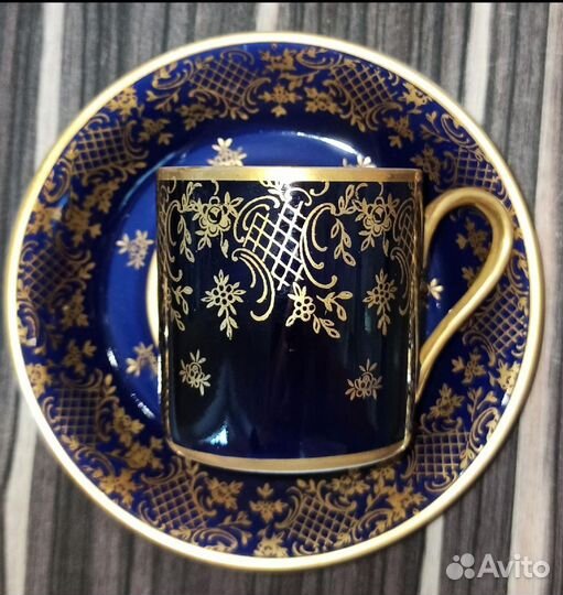 Кофейная пара, ГДР, Reichenbach, кобальт 6 штук