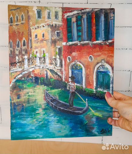 Картина Венеция Пейзаж Италия Картина с лодкой
