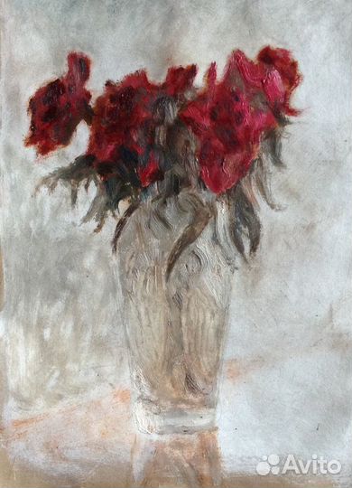 Картина масло цветы натюрморт