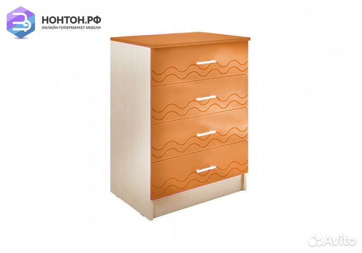 Комод Юниор-2 оранжевый металлик / дуб беленый