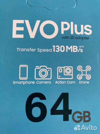 Новая Карта памяти MicroSD Samsung 64 GB EVO plus