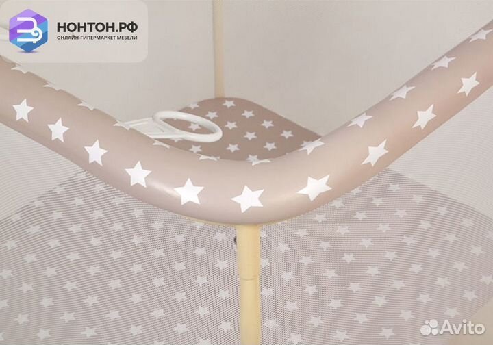 Манеж Квадрат Звезды / макиато / белый