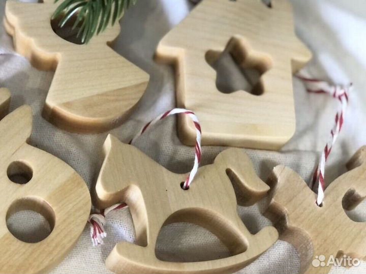 Елочные игрушки /украшения/ на елку береза, 8 см