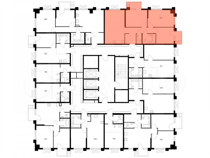 3-к. квартира, 76,5 м², 3/25 эт.