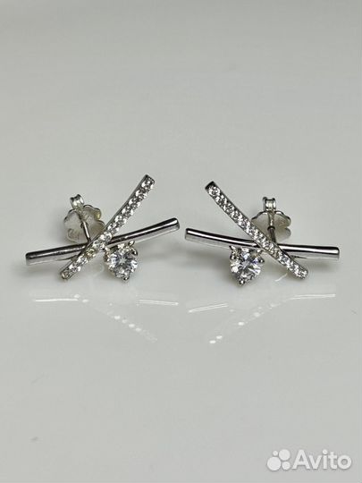 Золотые серьги пусеты Piano бренд 585 проба