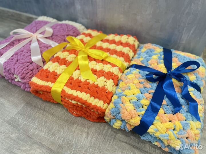 Плюшевый плед ручная работа