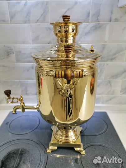 Латунный самовар на дровах с завода объёмом 7л