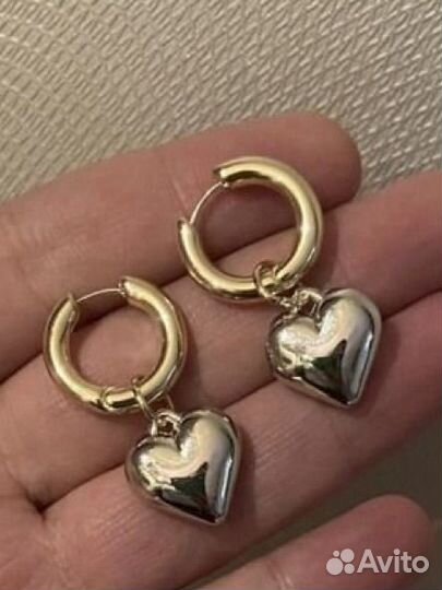 Серьги конго трансформеры сердечко