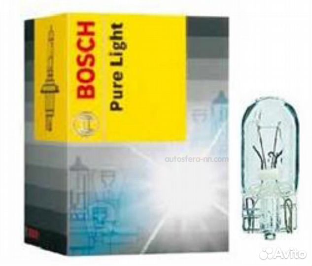 Bosch 1 987 302 206 Лампа W5W W2,1x9,5d Pure Light 10шт