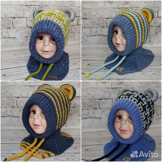 Детская 'Шапка-Шлем' 1-3 года(ручной работы) №6