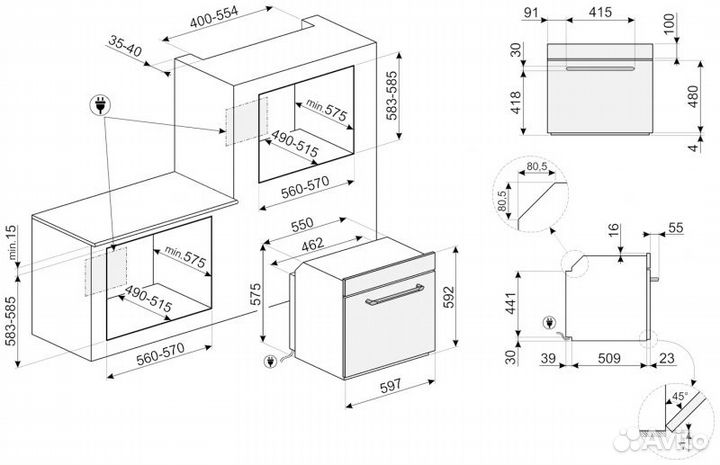 Электрический духовой шкаф Smeg SF6905X1, серебрис