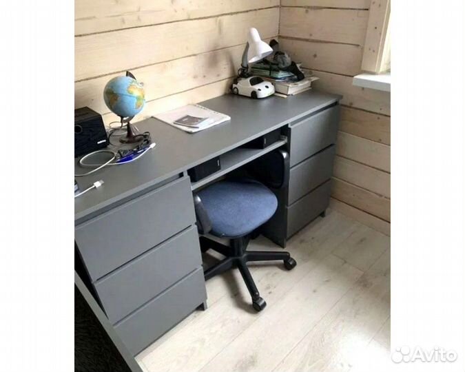 Стол компьютерный новый 1.35 м графит IKEA-стиль