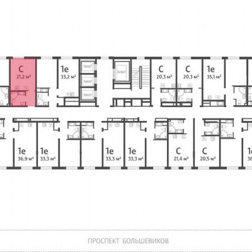 Квартира-студия, 21,2 м², 16/25 эт.