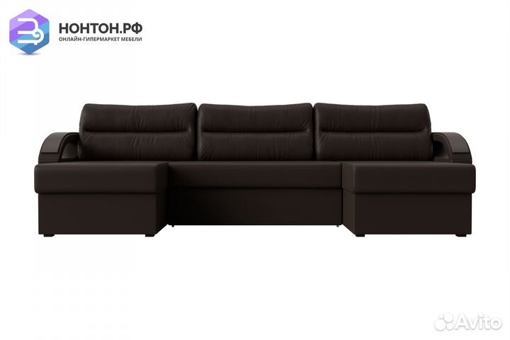 Диван п-образный еврокнижка Форсайт экокожа коричн