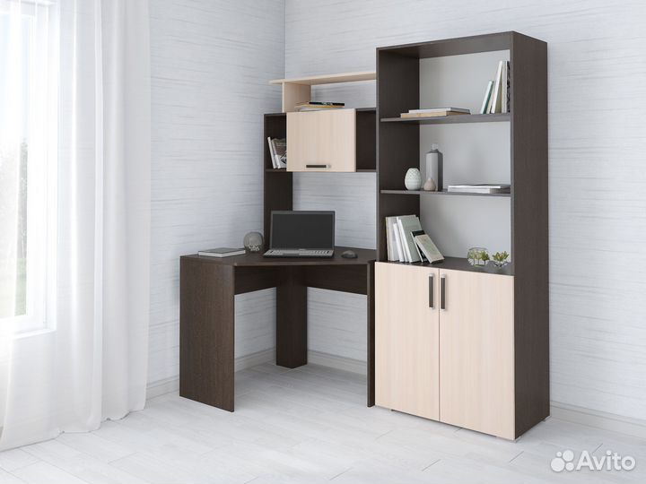 Стол компьютерный угловой со стеллажом