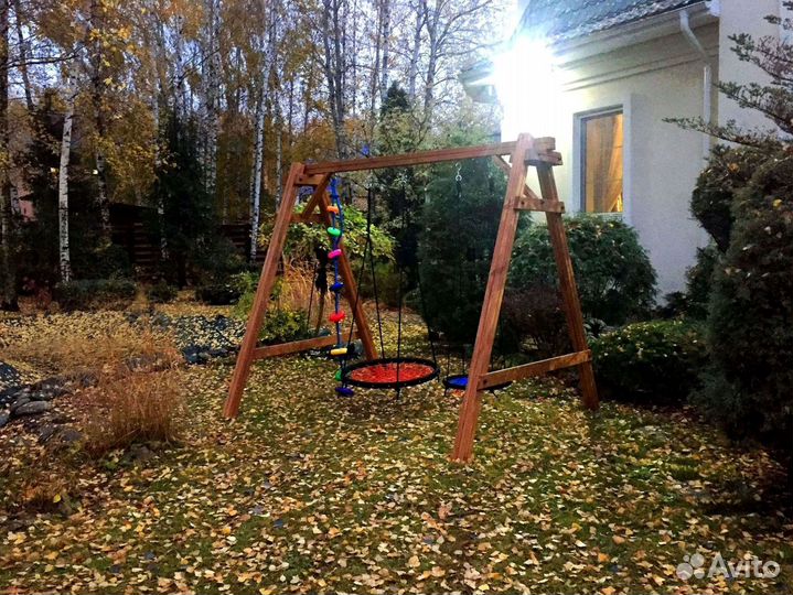 Детские качели уличные деревянные от производителя